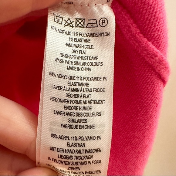 French Connection Babysoft Crew neck Jumper Sweater Bright Prosecco Pink sz LG - Picture 5 of 6